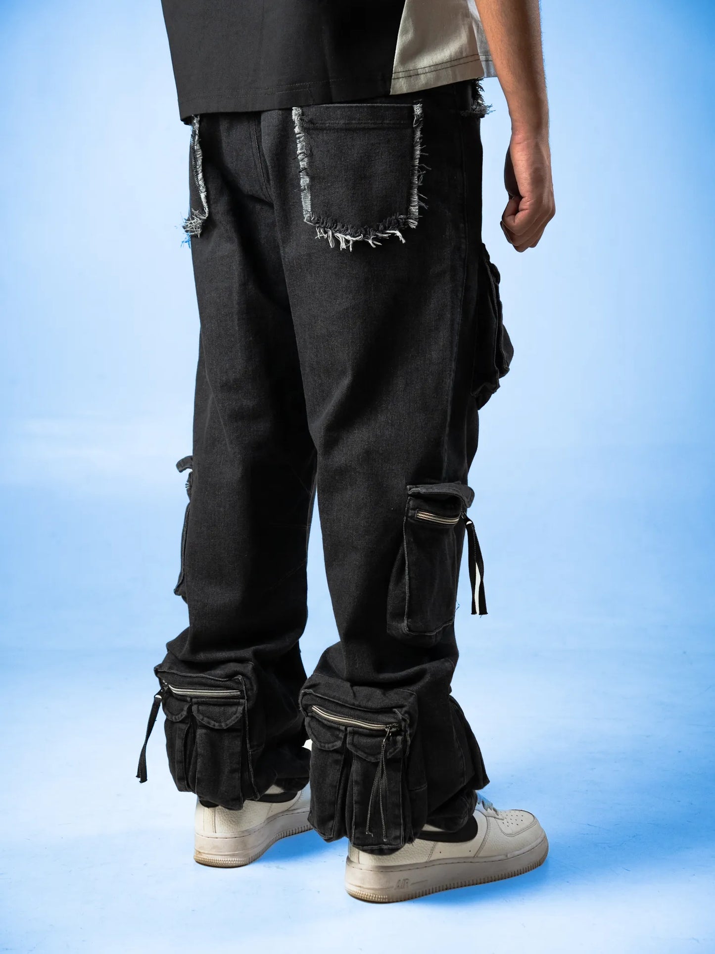 12 Chambers Black Acid Wash Heavy Weight Cargo