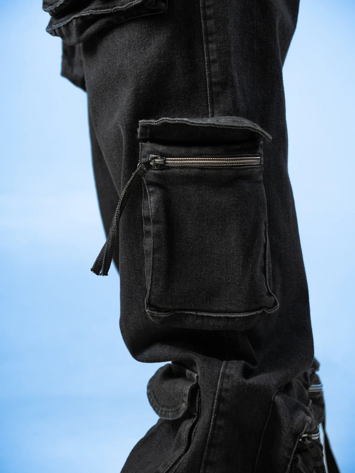 12 Chambers Black Acid Wash Heavy Weight Cargo