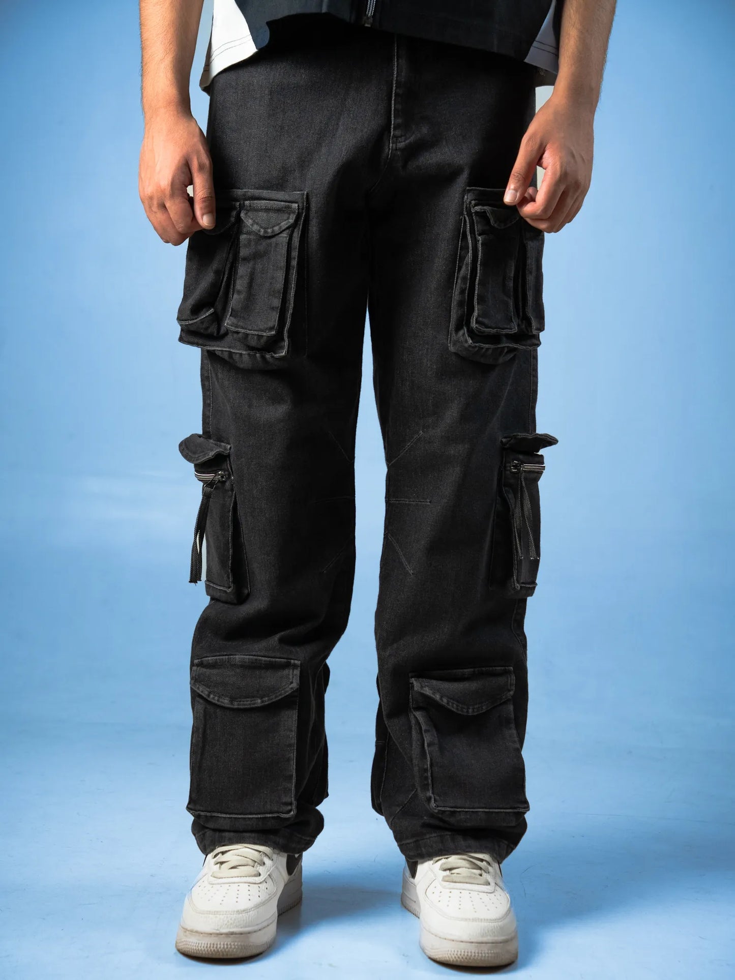 12 Chambers Black Acid Wash Heavy Weight Cargo