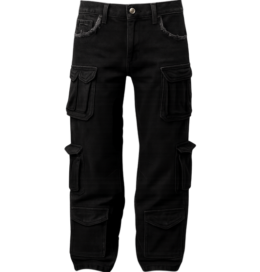 12 Chambers Black Acid Wash Heavy Weight Cargo